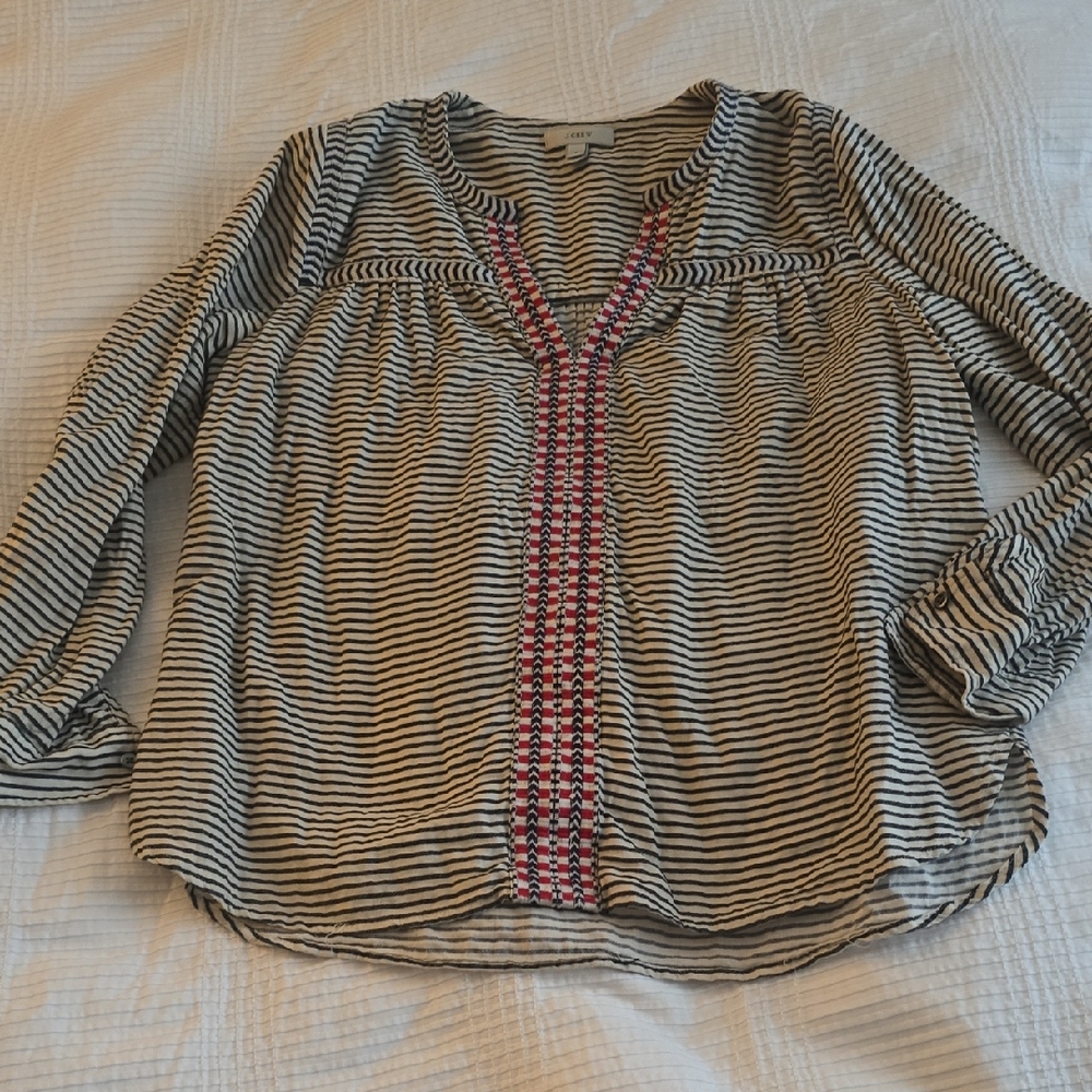 J. Crew Striped Popover Peasant Top Size 6